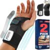 FEATOL 2 Pack Carpal Tunnel Wrist Brace For Work With Wrist Splint, Adjustable Wrist Guard Daytime Support For Women Men, Pain Relief For Pregnancy, Typing, Arthritis, Tendonitis.